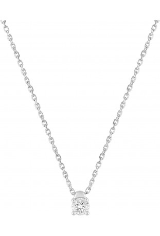 Collier or gris 750/1000, diamant 0,15 carat, taille brillant by Stauffer