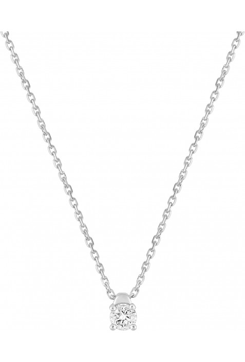 Collier or gris 750/1000, diamant 0,15 carat, taille brillant by Stauffer