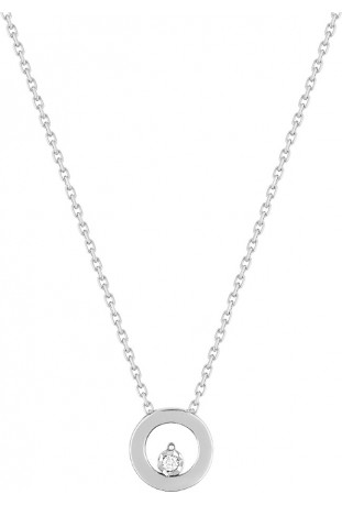 Collier or gris 750/1000, diamant 0,015 carat, taille brillant by Stauffer