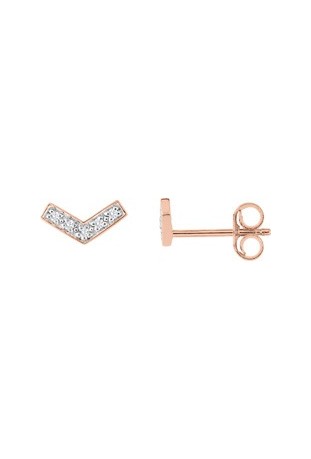 Boucles d'oreilles or rose 750/1000, diamants 0,04 carat, taille brillant by Stauffer