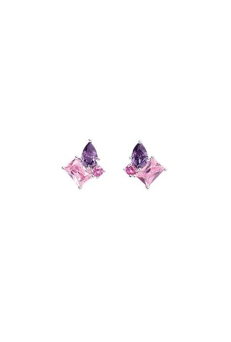 Boucles d'oreilles Femme GO Mademoiselle en argent 925/1000 rhodié, oxydes de zirconium multicolores 602625