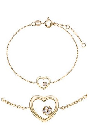 Bracelet Femme GO Mademoiselle en Plaqué or, coeur et oxydes de zirconium 605600