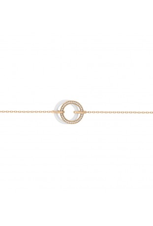 Bracelet plaqué or et Céramique blanche double anneaux by Stauffer Ref. 1-36-0001