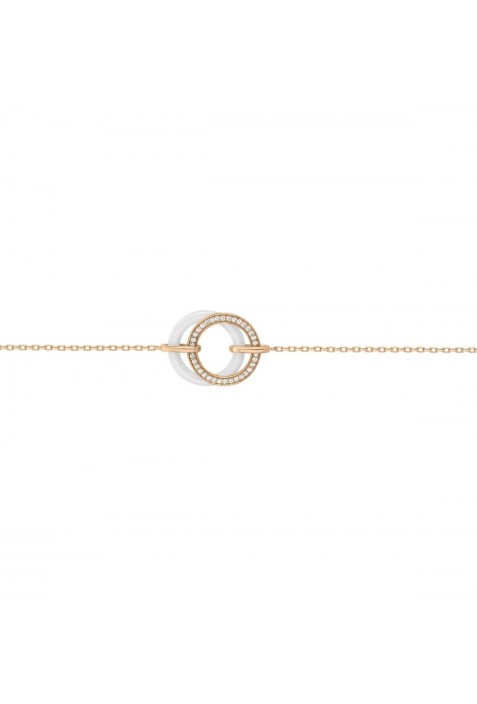 Bracelet plaqué or et Céramique blanche double anneaux by Stauffer Ref. 1-36-0001