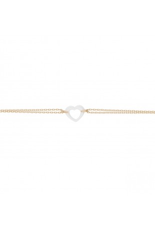 Bracelet plaqué or et Céramique blanche coeur by Stauffer Ref. 1-36-0002