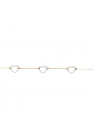 Bracelet plaqué or et Céramique blanche coeurs by Stauffer Ref. 1-36-0003