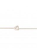 Bracelet plaqué or et Céramique blanche double coeurs by Stauffer Ref. 1-36-0004