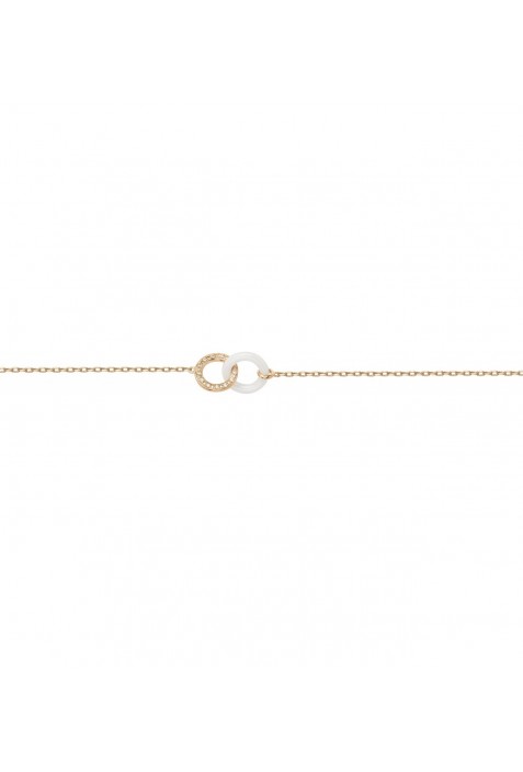 Bracelet plaqué or et Céramique blanche double anneaux by Stauffer Ref. 1-36-0005
