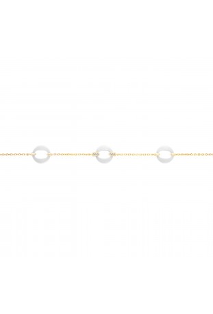 Bracelet plaqué or et Céramique blanche 3 motifs by Stauffer Ref. 1-36-0007
