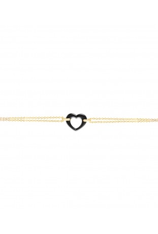 Bracelet plaqué or et Céramique noire coeur by Stauffer Ref. 1-36-0009