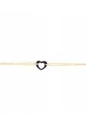 Bracelet plaqué or et Céramique noire coeur by Stauffer Ref. 1-36-0009