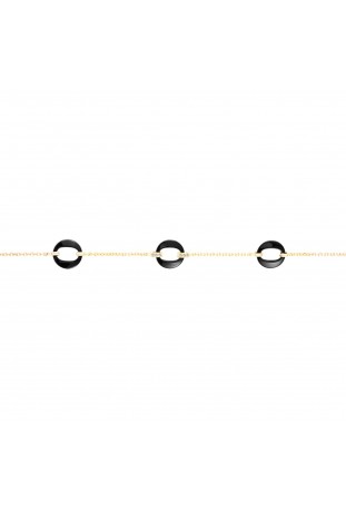 Bracelet plaqué or et Céramique noire 3 motifs by Stauffer Ref. 1-36-0010