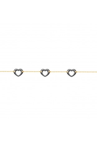 Bracelet plaqué or et Céramique noire coeurs by Stauffer Ref. 1-36-0011