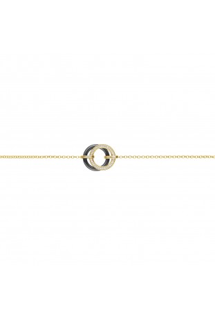 Bracelet plaqué or et Céramique noire double anneaux by Stauffer Ref. 1-36-0014