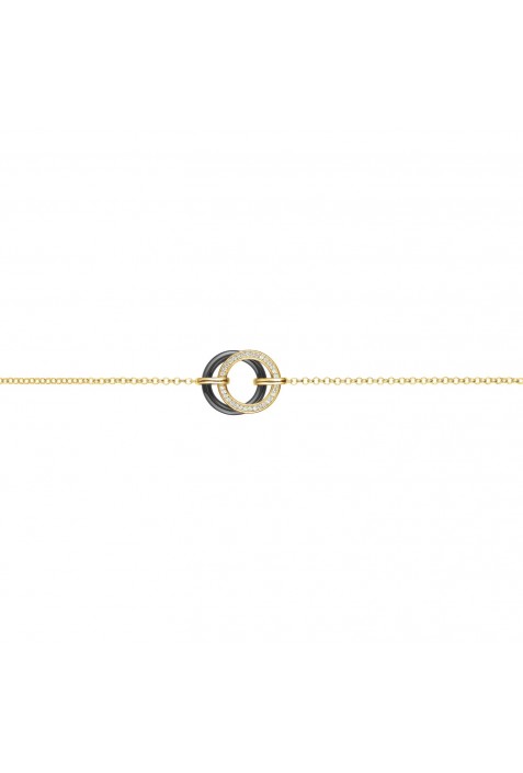 Bracelet plaqué or et Céramique noire double anneaux by Stauffer Ref. 1-36-0014