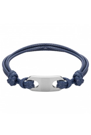 Bracelet homme, acier et cordon bleu by Stauffer