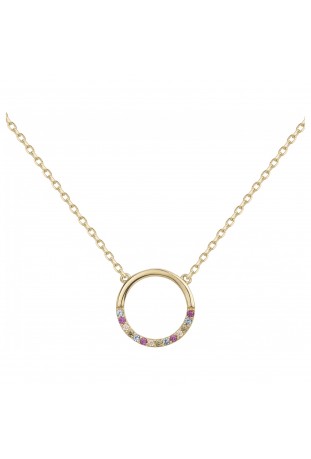 Collier plaqué or et 14 oxydes multicolore by Stauffer 66700080