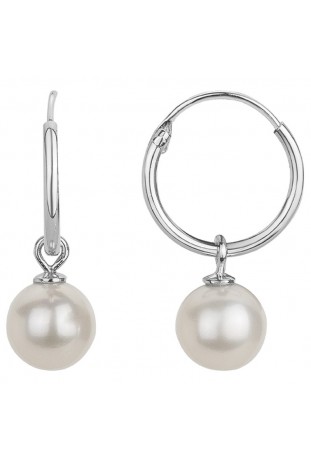 Boucles d'oreilles créoles Argent 925/1000, perles de culture by Stauffer 70400579