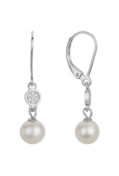 Boucles d'oreilles pendantes Argent 925/1000, perles de culture et oxydes de zirconium by Stauffer 70400582