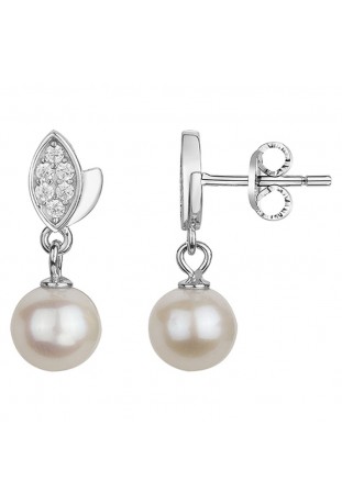 Boucles d'oreilles pendantes Argent 925/1000, perles de culture et oxydes de zirconium by Stauffer 70400585