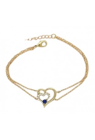 Bracelet plaqué or, 1 spinelle bleue et 16 oxydes, motif coeur by Stauffer 76300174