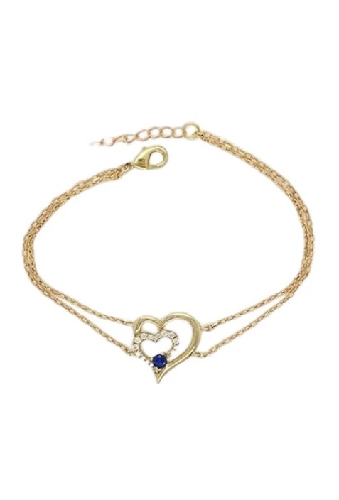 Bracelet plaqué or, 1 spinelle bleue et 16 oxydes, motif coeur by Stauffer 76300174