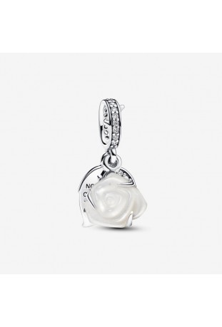 Charm Pandora moments double pendentif rose blanche en fleurs, en argent 925/1000, 793200C01