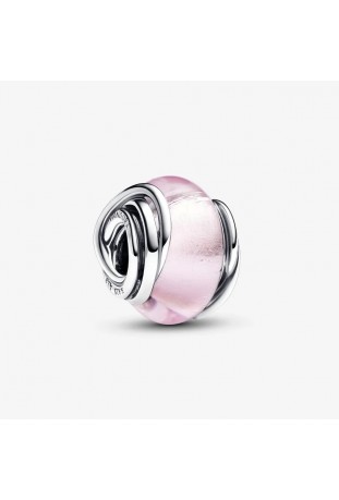 Charm Pandora moments en verre de Murano rose cerclé, en argent 925/1000, 793241C00
