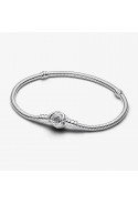 Bracelet Pandora Moments, mailles serpent, Rose in Bloom en argent 925/1000, 593211C00