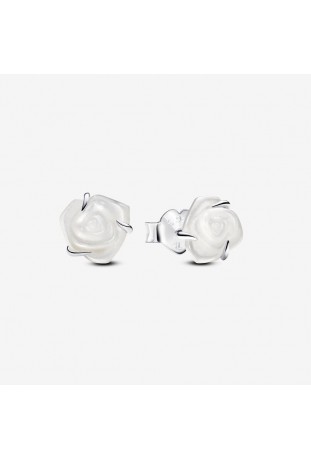 Boucles d'oreilles Pandora, rose blanche en fleur en argent 925/1000, 293209C01