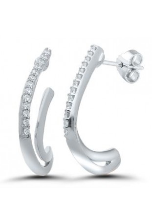 Boucles d'oreilles or gris 750/1000, diamants 0,10 carat, taille brillant by Stauffer