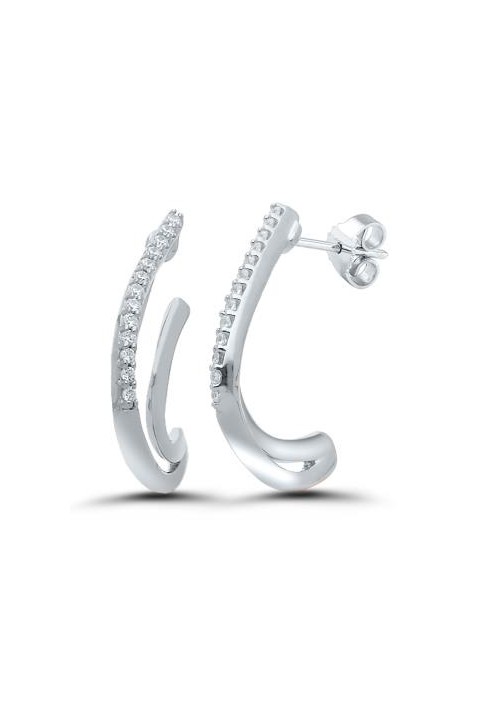 Boucles d'oreilles or gris 750/1000, diamants 0,10 carat, taille brillant by Stauffer