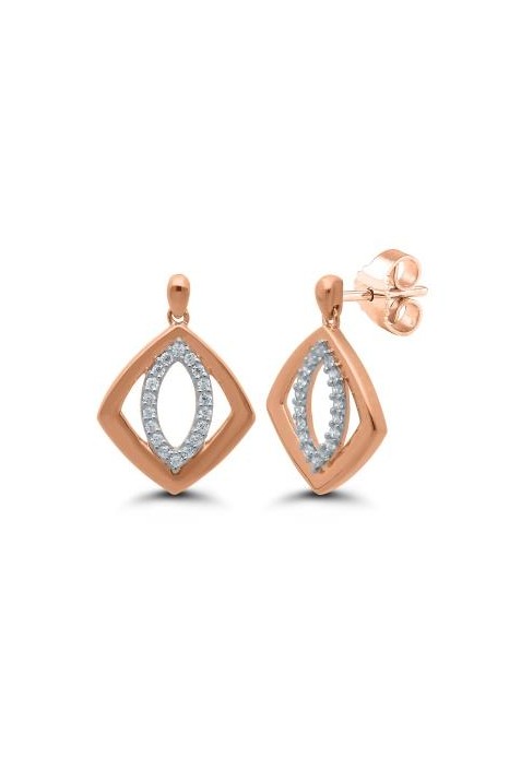 Boucles d'oreilles or bicolore 750/1000, diamants 0,14 carat, taille brillant by Stauffer