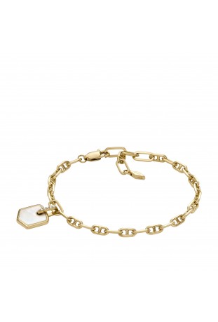 Bracelet Femme FOSSIL, Héritage Crest, en laiton doré et nacre, JA7210710