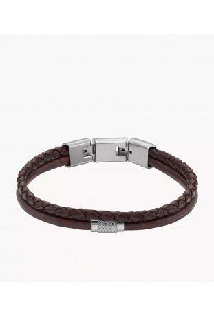 Bracelet Homme FOSSIL, All stacked up, en acier et multirangs cuir, JF04702040