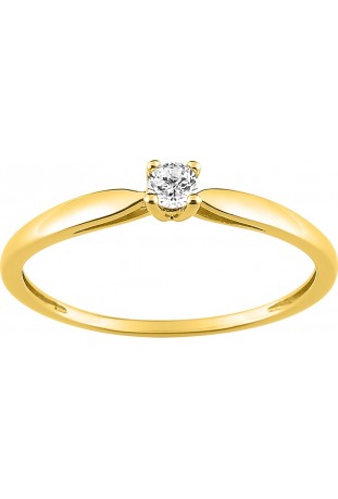 Bague or jaune 375/1000, diamant 0,10 carat, taille brillant by Stauffer