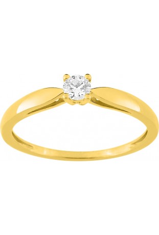 Bague or jaune 375/1000, diamant 0,13 carat, taille brillant by Stauffer