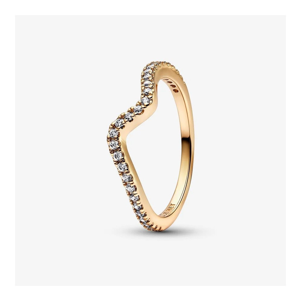 Bague Pandora, Vague scintillante, doré or 585/1000, 162539C01