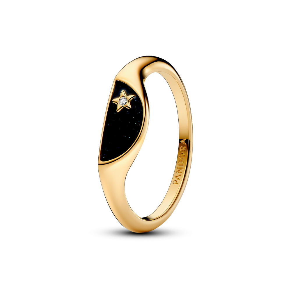 Bague chevalière Pandora, demi-lune Pandora ME, en dorée or jaune 585/1000, 163325C01