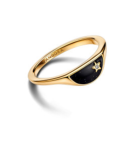 La Bague chevalière Pandora, demi-lune Pandora ME, en dorée or jaune 585/1000, 163325C01.