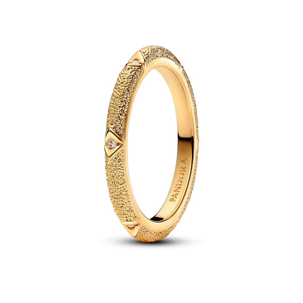 Bague Pandora, Texture et pierres Pandora ME, en dorée or jaune 585/1000, 163322C01