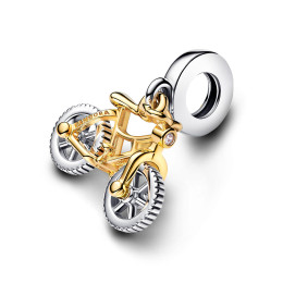 Le Charm Pandora moments, vélo à roues tournantes, en argent 925/1000 et métal doré or jaune 585/1000, 763354C01