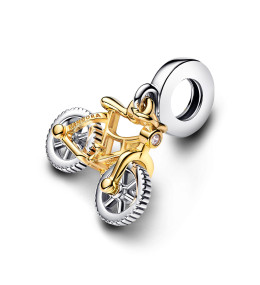 Le Charm Pandora moments, vélo à roues tournantes, en argent 925/1000 et métal doré or jaune 585/1000, 763354C01