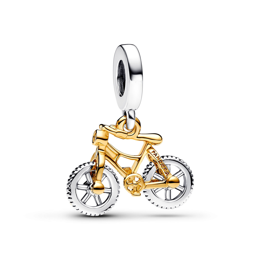 Charm Pandora moments, vélo à roues tournantes, en argent 925/1000 et métal doré or jaune 585/1000, 763354C01