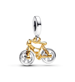 Charm Pandora moments, vélo à roues tournantes, en argent 925/1000 et métal doré or jaune 585/1000, 763354C01