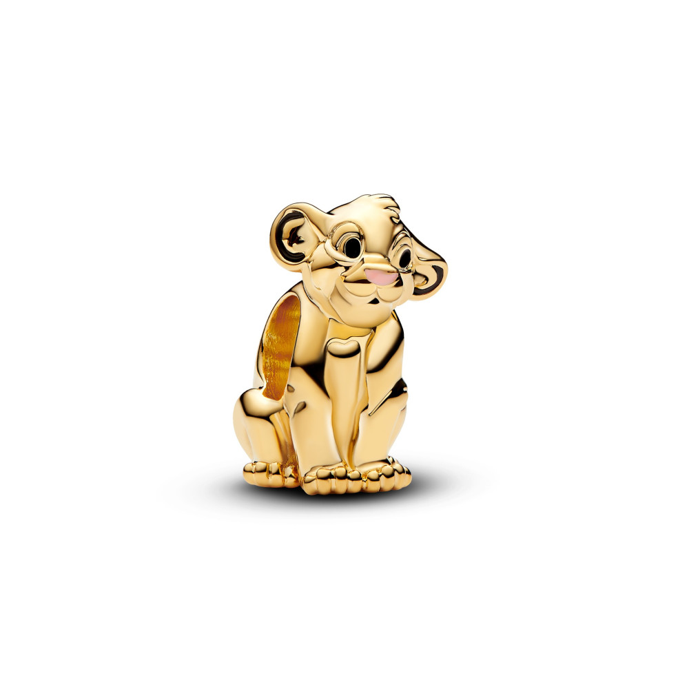 Charm Pandora Disney, Le roi lion, Simba, en métal doré or jaune 585/1000, 763376C01