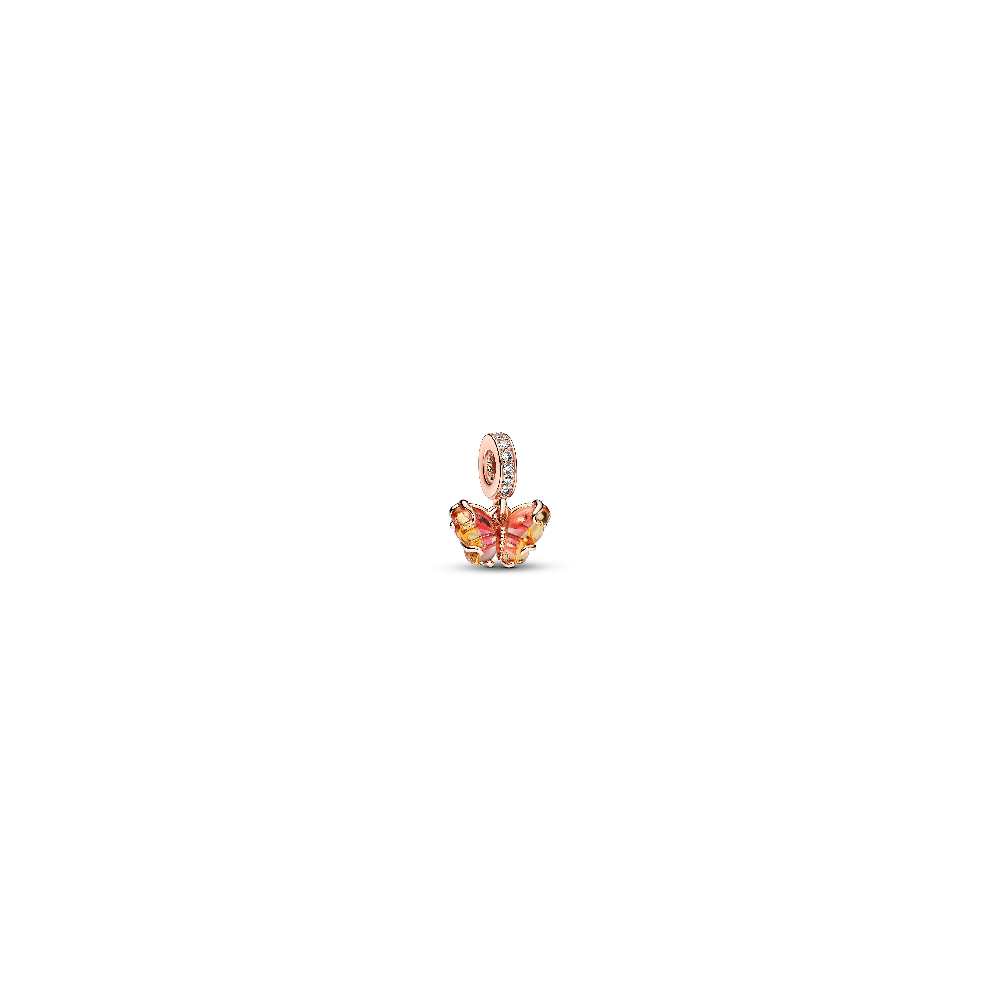 Charm Pendentif Pandora moments, papillon en verre de Murano, en métal doré or rose, 782698C01