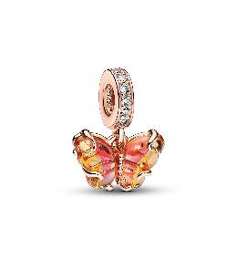 Charm Pendentif Pandora moments, papillon en verre de Murano, en métal doré or rose, 782698C01