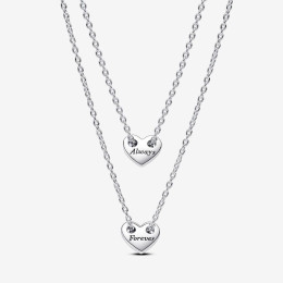 Collier Pandora coeur séparable maintenant et pour toujours en argent 925/1000, 393207C00-45