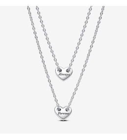 Collier Pandora coeur séparable maintenant et pour toujours en argent 925/1000, 393207C00-45